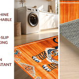 Ultra Soft Area Rug, Non Slip, Stain Resistant, Washable Area Rugs for Living Room, Bedroom, Whimsical Tibetan Style Floor Decor(Orange)
