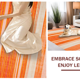 Ultra Soft Area Rug, Non Slip, Stain Resistant, Washable Area Rugs for Living Room, Bedroom, Artful Stripes with Playful Vibes(Orange)