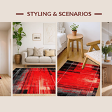 Ultra Soft Area Rug, Non Slip, Stain Resistant, Washable Area Rugs for Living Room, Bedroom, Lively Soft Textured Beat Design(Red)