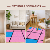 Ultra Soft Area Rug, Non Slip, Stain Resistant, Washable Area Rugs for Living Room, Bedroom, Delicate Soft Tone Interactive Design(Pink)