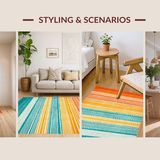 Ultra Soft Area Rug, Non Slip, Stain Resistant, Washable Area Rugs for Living Room, Bedroom, Bright Modern Kaleidoscope Style(Orange)