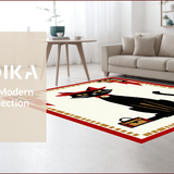 Ultra Soft Area Rug, Non Slip, Stain Resistant, Washable Area Rugs for Living Room, Bedroom, Whimsical Cowboy Cat Artistry(Black)