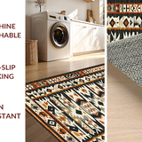 Ultra Soft Area Rug, Non Slip, Stain Resistant, Washable Area Rugs for Living Room, Bedroom, Striking Tribal Geometric Visual Appeal(Brown)