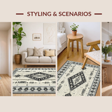 Ultra Soft Area Rug, Non Slip, Stain Resistant, Washable Area Rugs for Living Room, Bedroom, Contemporary Neutral Lattice Aesthetic(White)
