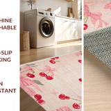 Ultra Soft Area Rug, Non Slip, Stain Resistant, Washable Area Rugs for Living Room, Bedroom, Sweet Pink Bow Cherry Blossom Area Rug Pattern(Pink)