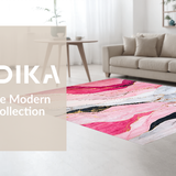 Ultra Soft Area Rug, Non Slip, Stain Resistant, Washable Area Rugs for Living Room, Bedroom, Sophisticated Twisted Linear Arrangement(Pink)