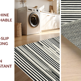 Ultra Soft Area Rug, Non Slip, Stain Resistant, Washable Area Rugs for Living Room, Bedroom, Monochrome Maze: Graphic Stripe Woven Accent Rug for Entry(Black)