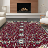 Ultra Soft Area Rug, Non Slip, Stain Resistant, Washable Area Rugs for Living Room, Bedroom, Vibrant Teal Tiled Pattern(Red)