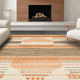 Ultra Soft Area Rug, Non Slip, Stain Resistant, Washable Area Rugs for Living Room, Bedroom, Artful Symmetrical Pattern in Tan Shades(Orange)