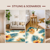 Ultra Soft Area Rug, Non Slip, Stain Resistant, Washable Area Rugs for Living Room, Bedroom, Lively Cream Orange Botanical Design(Orange)