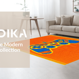 Ultra Soft Area Rug, Non Slip, Stain Resistant, Washable Area Rugs for Living Room, Bedroom, Bold Geometric Gaming Visual Appeal(Orange)