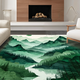 Ultra Soft Area Rug, Non Slip, Stain Resistant, Washable Area Rugs for Living Room, Bedroom, Serene Forest Landscape Visual Appeal(Green)