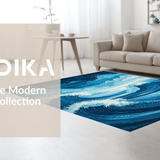 Ultra Soft Area Rug, Non Slip, Stain Resistant, Washable Area Rugs for Living Room, Bedroom, Serene Blue Tidal Texture(Blue)