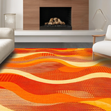 Ultra Soft Area Rug, Non Slip, Stain Resistant, Washable Area Rugs for Living Room, Bedroom, Bold Orange Brown Geometric Theme(Orange)