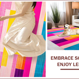 Ultra Soft Area Rug, Non Slip, Stain Resistant, Washable Area Rugs for Living Room, Bedroom, Playful Colorful Stripe Motif(Pink)
