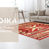 Ultra Soft Area Rug, Non Slip, Stain Resistant, Washable Area Rugs for Living Room, Bedroom, Rustic Distressed Earthy Tones(Red)