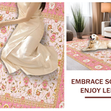 Ultra Soft Area Rug, Non Slip, Stain Resistant, Washable Area Rugs for Living Room, Bedroom, Elegant Powder Pink Floral Design(Pink)