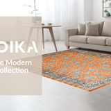 Ultra Soft Area Rug, Non Slip, Stain Resistant, Washable Area Rugs for Living Room, Bedroom, Vibrant Earthy Floral Geometry(Orange)