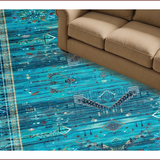 Ultra Soft Area Rug, Non Slip, Stain Resistant, Washable Area Rugs for Living Room, Bedroom, Elegant Nature-Infused Print Design(Blue)