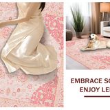 Ultra Soft Area Rug, Non Slip, Stain Resistant, Washable Area Rugs for Living Room, Bedroom, Elegant Solid Blush Texture(Pink)