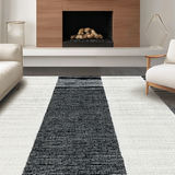 Ultra Soft Area Rug, Non Slip, Stain Resistant, Washable Area Rugs for Living Room, Bedroom, Handcrafted Bistro Stripe Woven Mat with Modern Minimalist Design(Black)