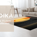 Ultra Soft Area Rug, Non Slip, Stain Resistant, Washable Area Rugs for Living Room, Bedroom, Dynamic Black and Gold Lattice Design(Orange)