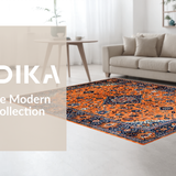 Ultra Soft Area Rug, Non Slip, Stain Resistant, Washable Area Rugs for Living Room, Bedroom, Elegant Minimalist Ogee Pattern Mix(Orange)