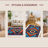 Ultra Soft Area Rug, Non Slip, Stain Resistant, Washable Area Rugs for Living Room, Bedroom, Geometric Teal and Rust Dining Room Rug(Red)