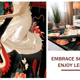 Ultra Soft Area Rug, Non Slip, Stain Resistant, Washable Area Rugs for Living Room, Bedroom, Cultural Symbolic Dragon Flourish(Red)
