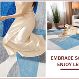 Ultra Soft Area Rug, Non Slip, Stain Resistant, Washable Area Rugs for Living Room, Bedroom, Modern Abstract Easy Care Living Room(Blue)