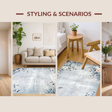 Ultra Soft Area Rug, Non Slip, Stain Resistant, Washable Area Rugs for Living Room, Bedroom, Contemporary Subtle Ogee Design(Gray)