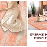 Ultra Soft Area Rug, Non Slip, Stain Resistant, Washable Area Rugs for Living Room, Bedroom, Refined Geometric Terracotta Palette(Orange)