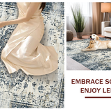 Ultra Soft Area Rug, Non Slip, Stain Resistant, Washable Area Rugs for Living Room, Bedroom, Cozy Earthy Toned Floral Design(Gray)