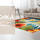 Ultra Soft Area Rug, Non Slip, Stain Resistant, Washable Area Rugs for Living Room, Bedroom, Dynamic Tropical Leaf Pattern(Red)