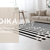 Ultra Soft Area Rug, Non Slip, Stain Resistant, Washable Area Rugs for Living Room, Bedroom, Monochrome Linear Weave Rug with Bold Alternating Stripes and Contrast(Black)