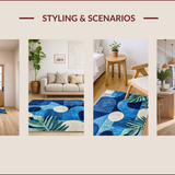 Ultra Soft Area Rug, Non Slip, Stain Resistant, Washable Area Rugs for Living Room, Bedroom, Tropical Turtle Geometric Patio Runner Rug(Blue)