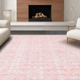 Ultra Soft Area Rug, Non Slip, Stain Resistant, Washable Area Rugs for Living Room, Bedroom, Preppy Bow Motif Rug Scalloped Edge Coquette-Inspired Smooth Accent(Pink)