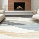 Ultra Soft Area Rug, Non Slip, Stain Resistant, Washable Area Rugs for Living Room, Bedroom, Contemporary Textured Linear Design(Gray)