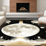 Ultra Soft Area Rug, Non Slip, Stain Resistant, Washable Area Rugs for Living Room, Bedroom, Modern Cosmic Symbolism Rug(Gold)