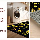Ultra Soft Area Rug, Non Slip, Stain Resistant, Washable Area Rugs for Living Room, Bedroom, Charming Playful Cat Illustration(Black)
