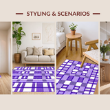 Ultra Soft Area Rug, Non Slip, Stain Resistant, Washable Area Rugs for Living Room, Bedroom, Whimsical Wavy Checkerboard Aesthetic(Purple)