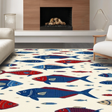 Ultra Soft Area Rug, Non Slip, Stain Resistant, Washable Area Rugs for Living Room, Bedroom, Luxurious Blue Tones Nautical Design(Blue)