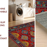 Ultra Soft Area Rug, Non Slip, Stain Resistant, Washable Area Rugs for Living Room, Bedroom, Elegant Multi-Tonal Woven Design(Red)