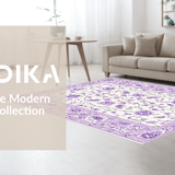 Ultra Soft Area Rug, Non Slip, Stain Resistant, Washable Area Rugs for Living Room, Bedroom, Lavender Ethereal Waves Style(White)