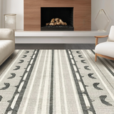 Ultra Soft Area Rug, Non Slip, Stain Resistant, Washable Area Rugs for Living Room, Bedroom, Scalloped Bow Knot Preppy Style Accent Rug(Gray)