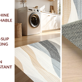 Ultra Soft Area Rug, Non Slip, Stain Resistant, Washable Area Rugs for Living Room, Bedroom, Contemporary Textured Linear Design(Gray)