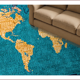 Ultra Soft Area Rug, Non Slip, Stain Resistant, Washable Area Rugs for Living Room, Bedroom, World Map Multicolor Bedroom Meditation Carpet(Blue)