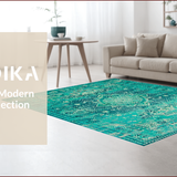 Ultra Soft Area Rug, Non Slip, Stain Resistant, Washable Area Rugs for Living Room, Bedroom, Whimsical Medallion Color Fusion(Blue)