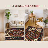 Ultra Soft Area Rug, Non Slip, Stain Resistant, Washable Area Rugs for Living Room, Bedroom, Charming Natural Fiber Ethno-Style(Beige)