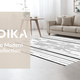 Ultra Soft Area Rug, Non Slip, Stain Resistant, Washable Area Rugs for Living Room, Bedroom, Front Porch Mat: Contrast Line Design Woven Floor Art(Black)